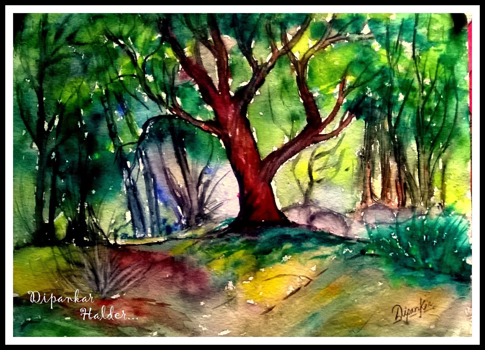1600x1155 Artist Dipankar Halder - Forest Drawing Pictures