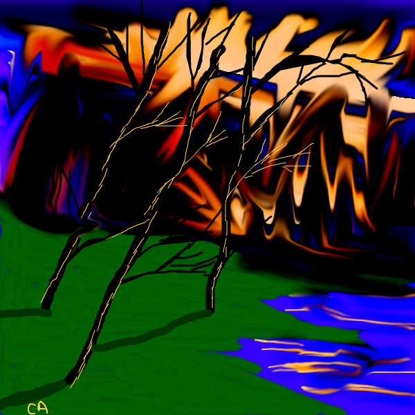 600x600 Forest Fire A Landscape Speedpaint Drawing - Forest Fire Drawing