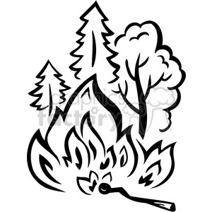 300x300 Forest Wild Fire Burning Aces Clipart Royalty Free Clipart - Forest Fire Drawing