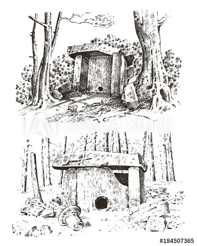 400x500 ancient cave prehistoric house of wood or stone rock - Forest Habitat Drawing