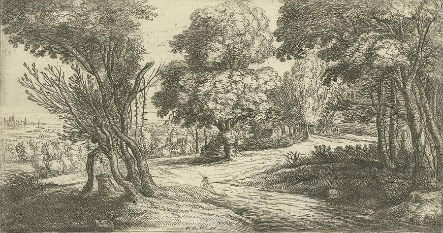 900x473 Forest Landscape, Lucas Van Uden Drawing - Forest Landscape Drawing