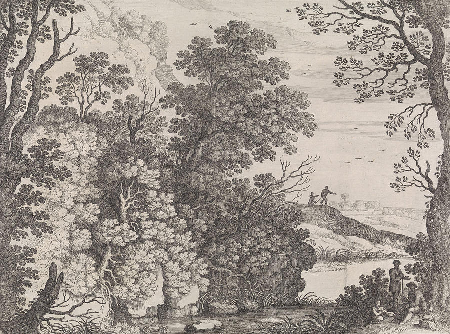 900x669 Forest Landscape, Willem Van Nieulandt Ii Drawing - Forest Landscape Drawing