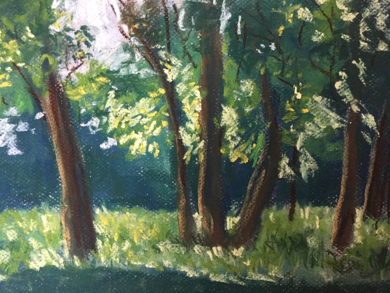794x596 Original Soft Pastel Forest Landscape Drawing Etsy - Forest Landscape Drawing