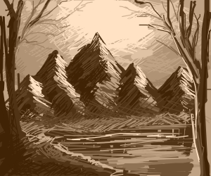 300x250 Beautiful Mountain And Forest Landscape - Forest Landscape Drawing
