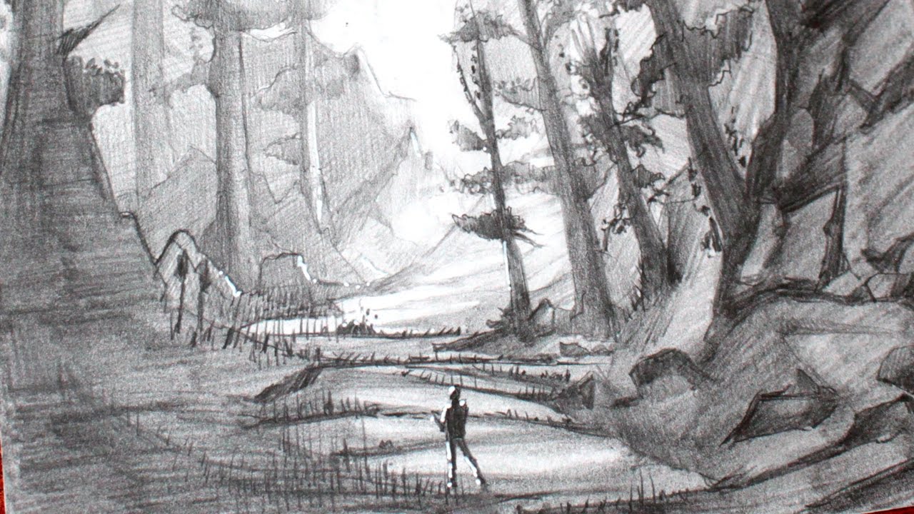 1280x720 Drawing A Manga Forest Landscape - Forest Landscape Drawing