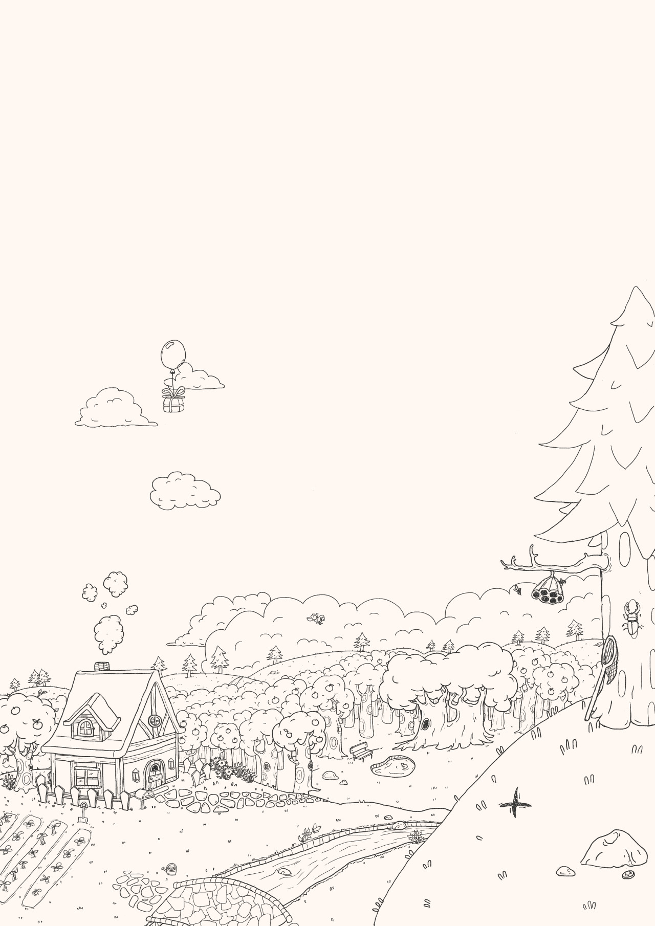 1280x1810 Drawing Illustration Art Fanart Animal Artist Animal Crossing - Forest Line Drawing