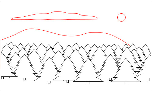 500x300 Drawing A Cartoon Forest - Forest Line Drawing