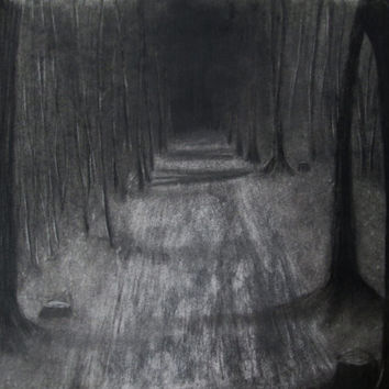 354x354 Pencil And Charcoal Drawing, Dark Forest, From Enchantedchroma - Forest Pencil Drawing