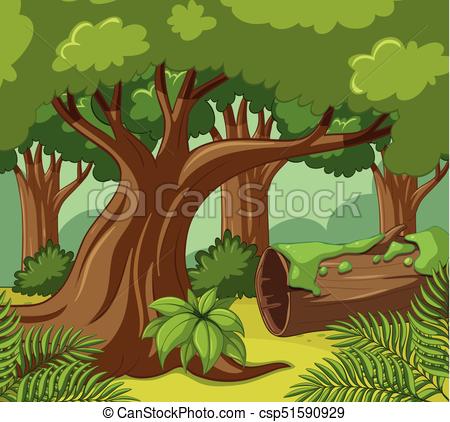 450x422 Forest Scene With Many Trees Illustration - Forest Scene Drawing