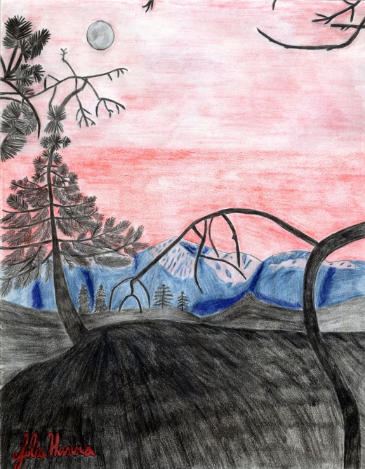 520x669 How To Draw A Forest Scene - Forest Scene Drawing