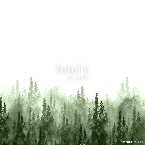 500x500 Watercolor Group Of Trees - Forest Trees Drawing