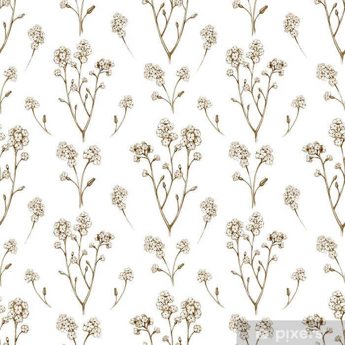 700x700 Forget Me Not Flower Drawings Seamless Pattern Wall Mural - Forget Me Not Flower Drawing