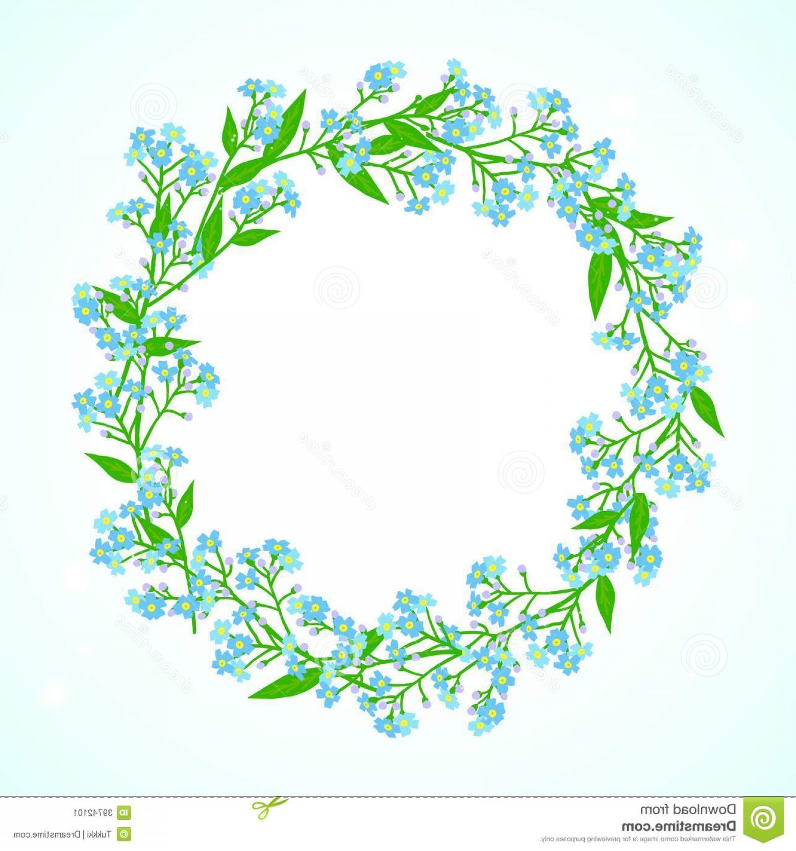 1560x1668 Stock Image Card Forget Me Not Flowers Wreath Vector Floral Spring - Forget Me Not Flower Drawing