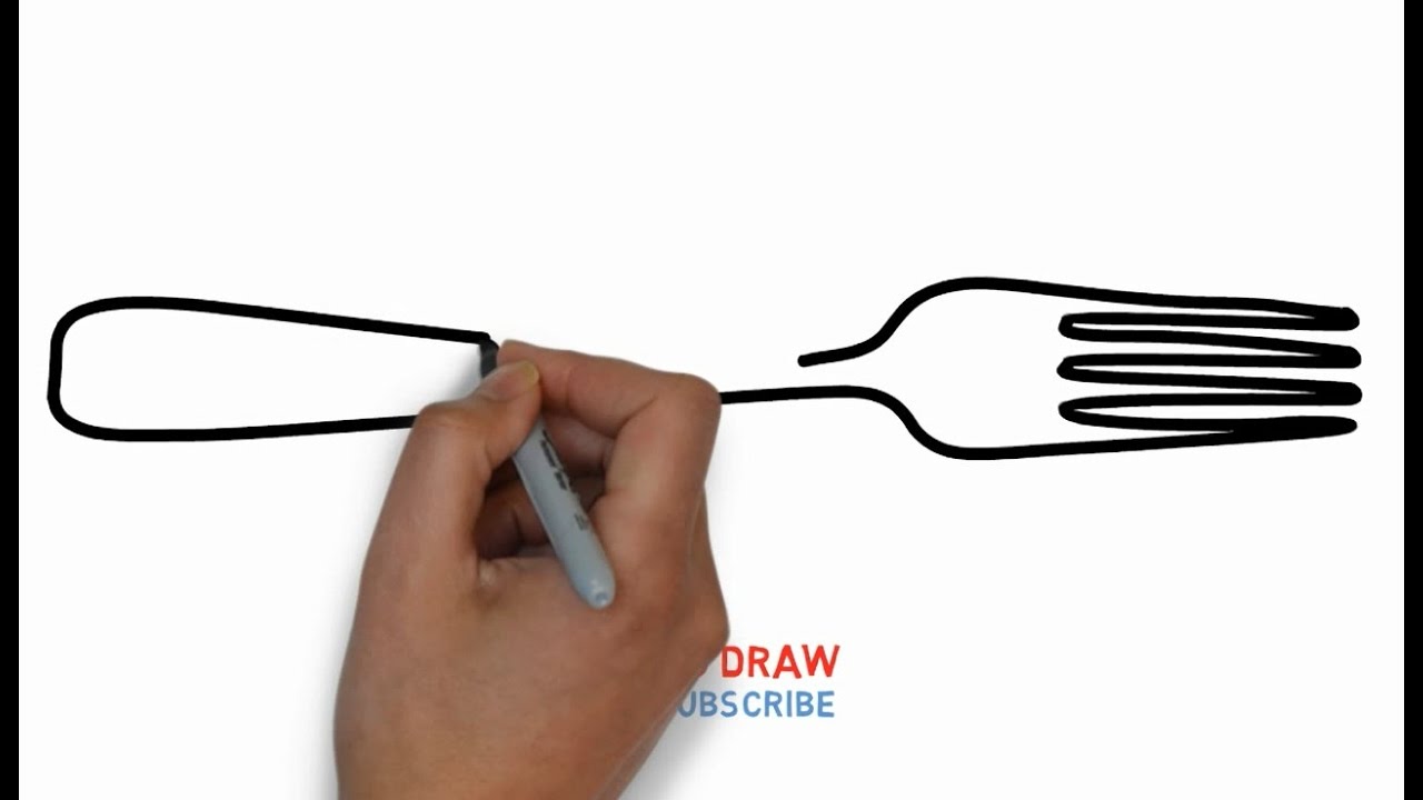 1280x720 Easy Step For Kids How To Draw A Fork - Fork Drawing
