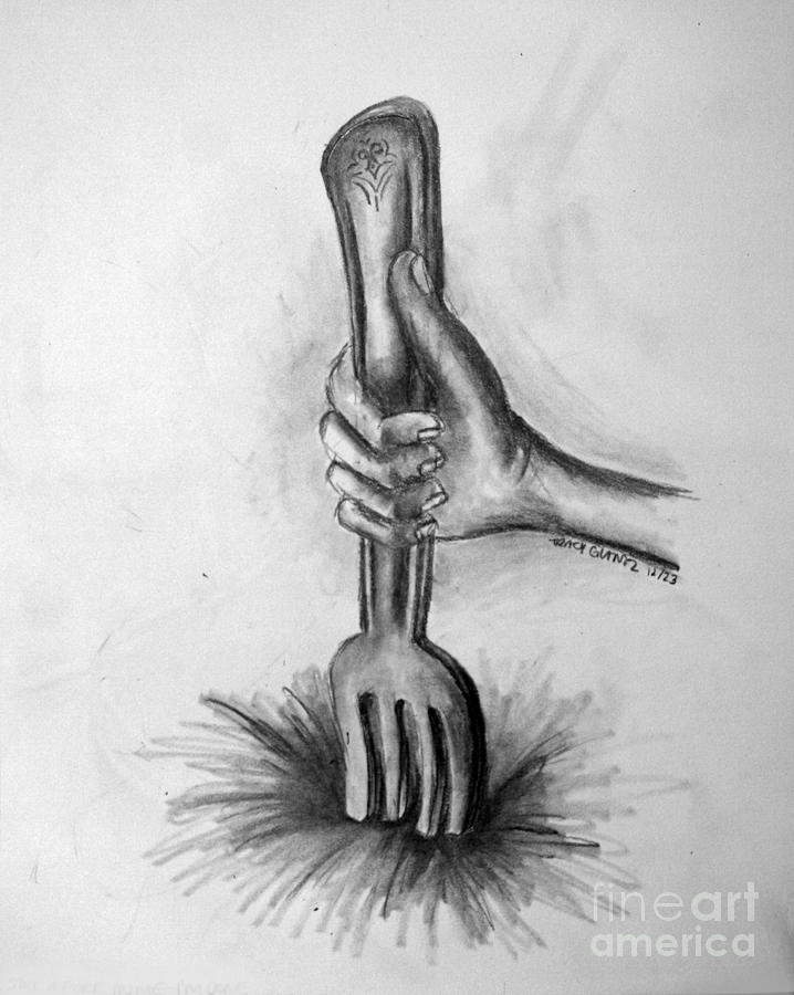 718x900 Stick Me With A Fork Im Done Drawing - Fork Drawing