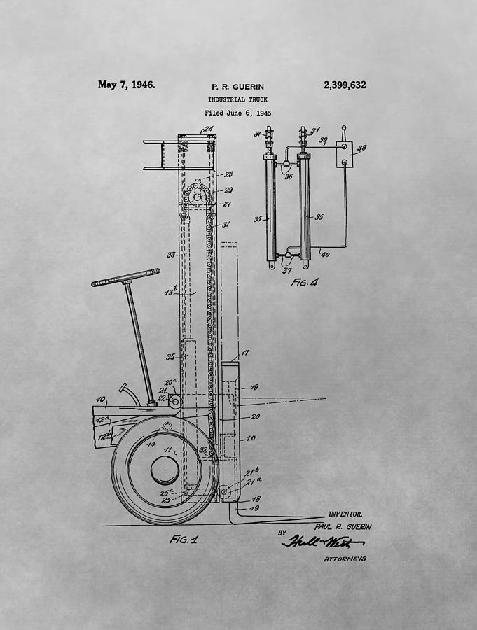 681x900 Forklift Patent Drawing Drawing - Forklift Drawing