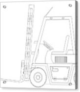 162x186 Drawing Forklift On A White Background Acrylic Print - Forklift Drawing
