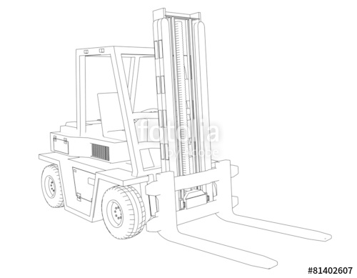 500x389 Drawing Forklift On A White Background Stock Photo And Royalty - Forklift Drawing