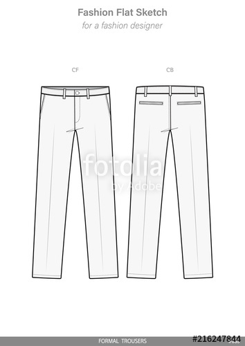 354x500 pants formal trousers fashion flat technical drawing vector - Formal Drawing