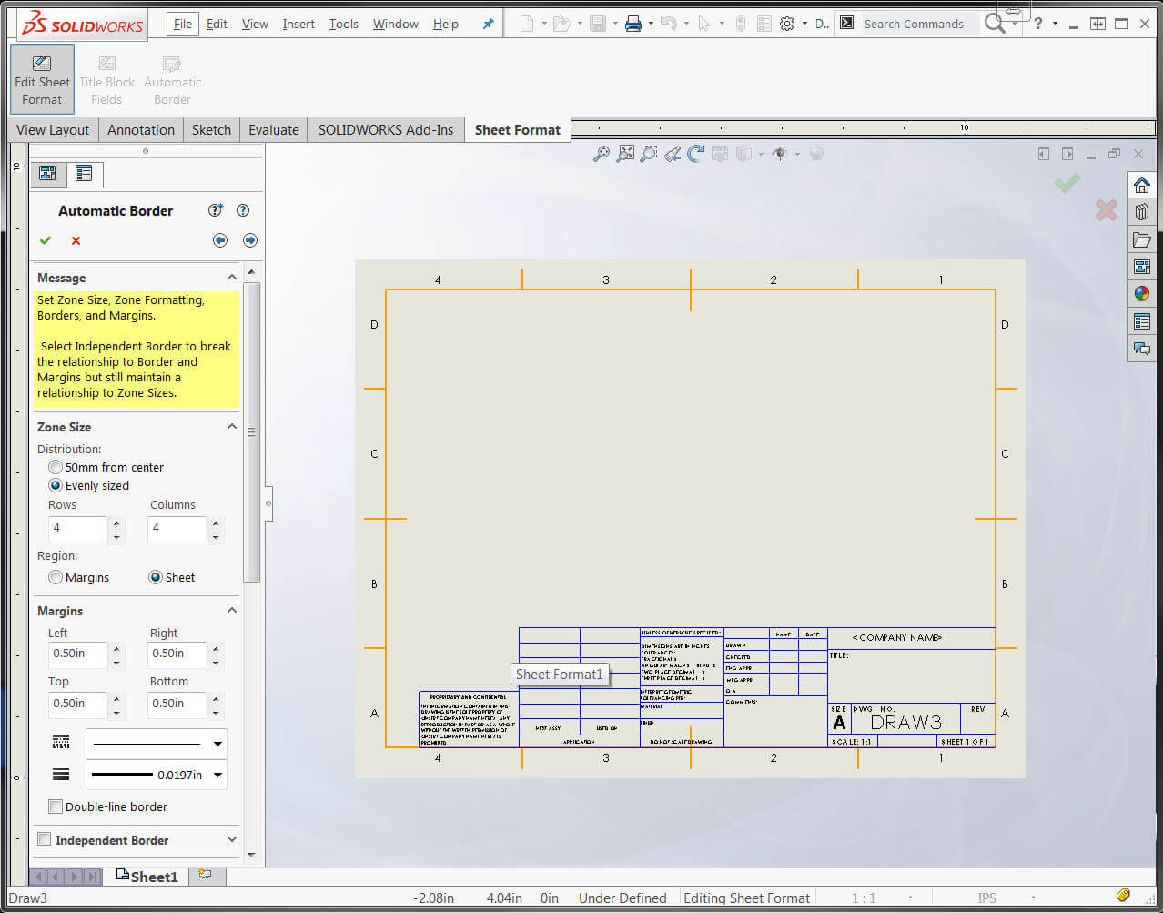 1278x1003 Solidworks Automatic Drawing Border Makes Annotation Easier - Format Drawing