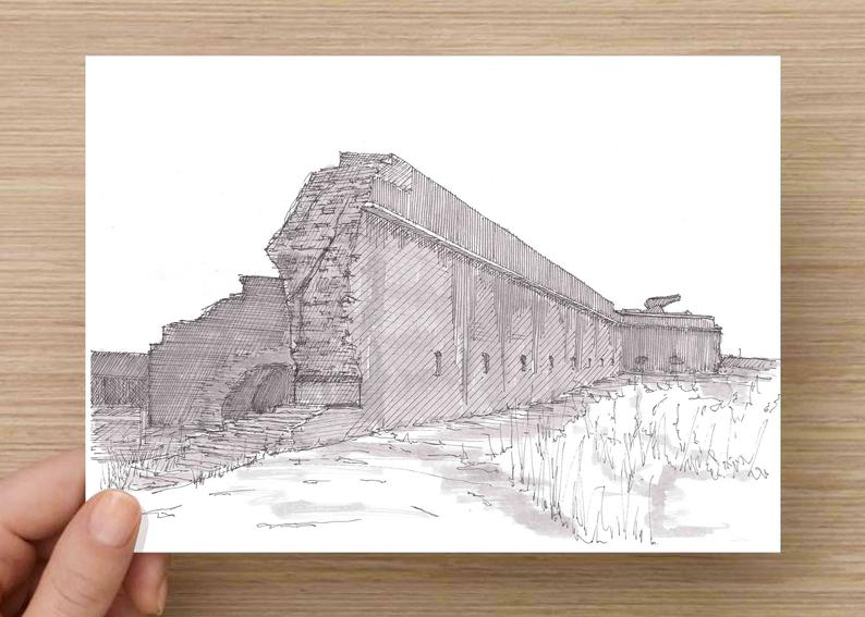 794x567 ink drawing of fort pickens near pensacola florida drawing etsy - Fort Drawing