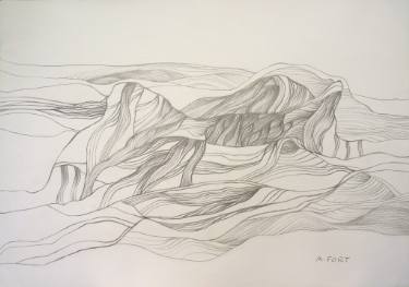 375x263 mountains, skies and clouds drawing - Fort Drawing