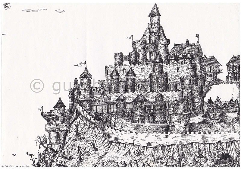 800x566 hilltop fortress - Fortress Drawing