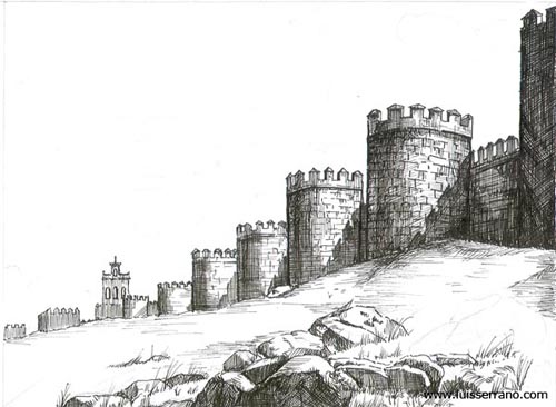 500x366 how to draw fortress with a pencil step - Fortress Drawing