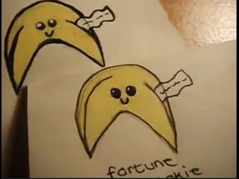 480x360 How To Draw A Kawaii Fortune Cookie ! - Fortune Cookie Drawing