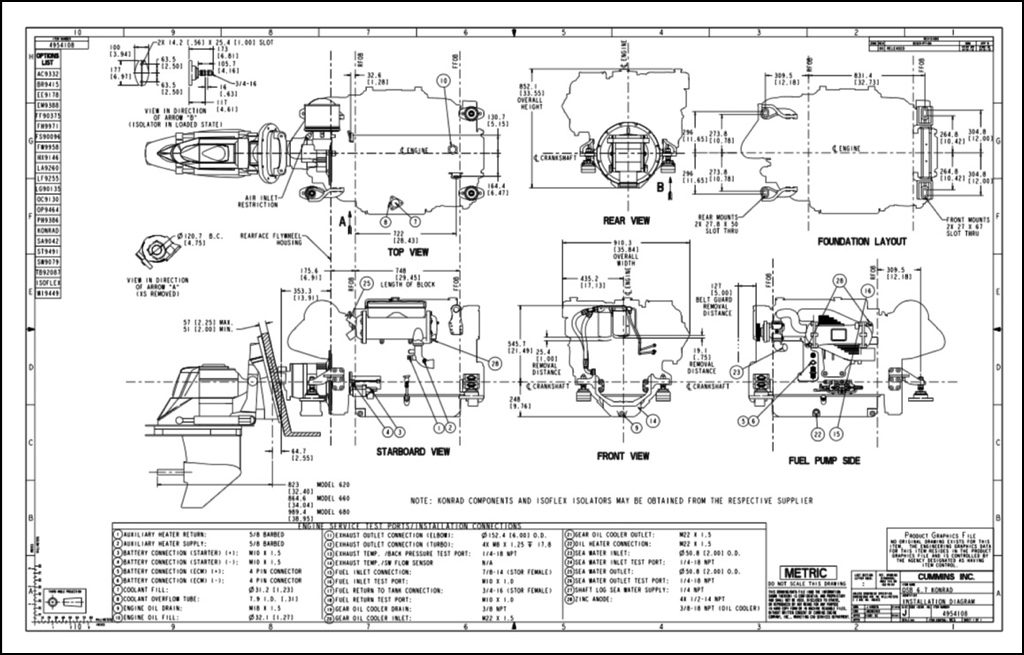 1024x655 cummins qsb marine diesel engine foundation drawing - Foundation Drawing