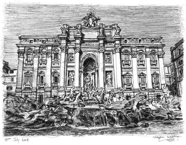 765x596 trevi fountain, rome - Fountain Drawing
