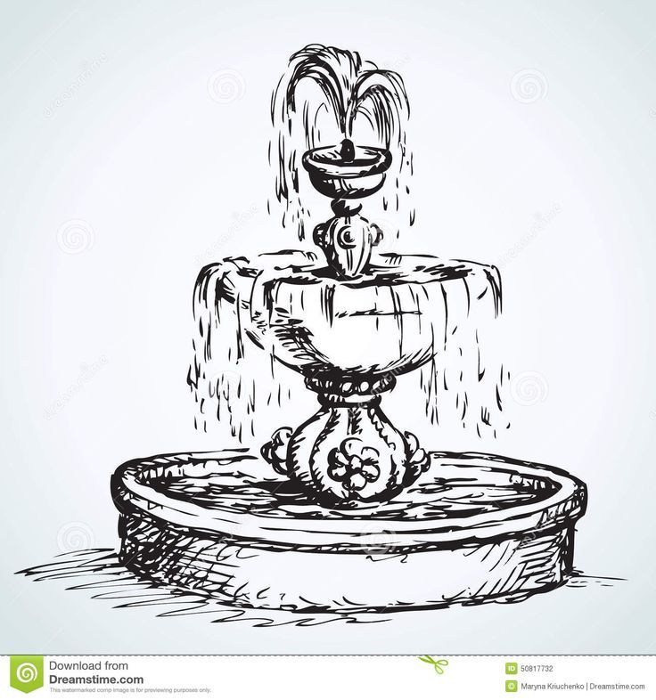 736x786 How To Draw A Fountain Of Water - Fountain Drawing