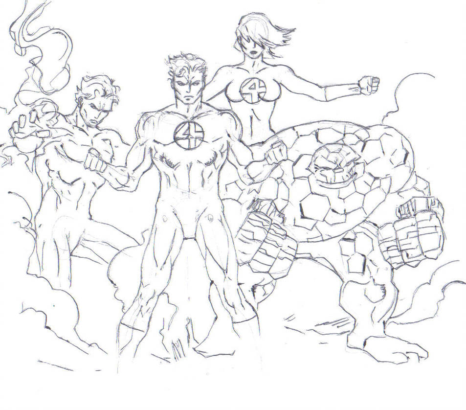 953x838 Fantastic Four Drawing - Four Drawing