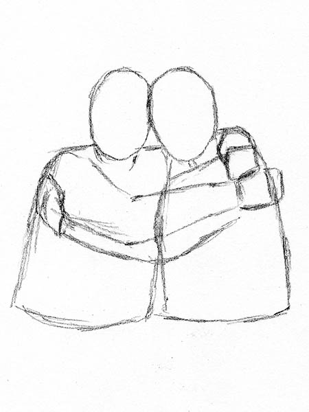 450x600 Four Easy Methods For Drawing People Hugging Let's Draw People - Four Drawing