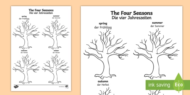630x315 Four Seasons Tree Drawing Writing Template Englishgerman - Four Drawing