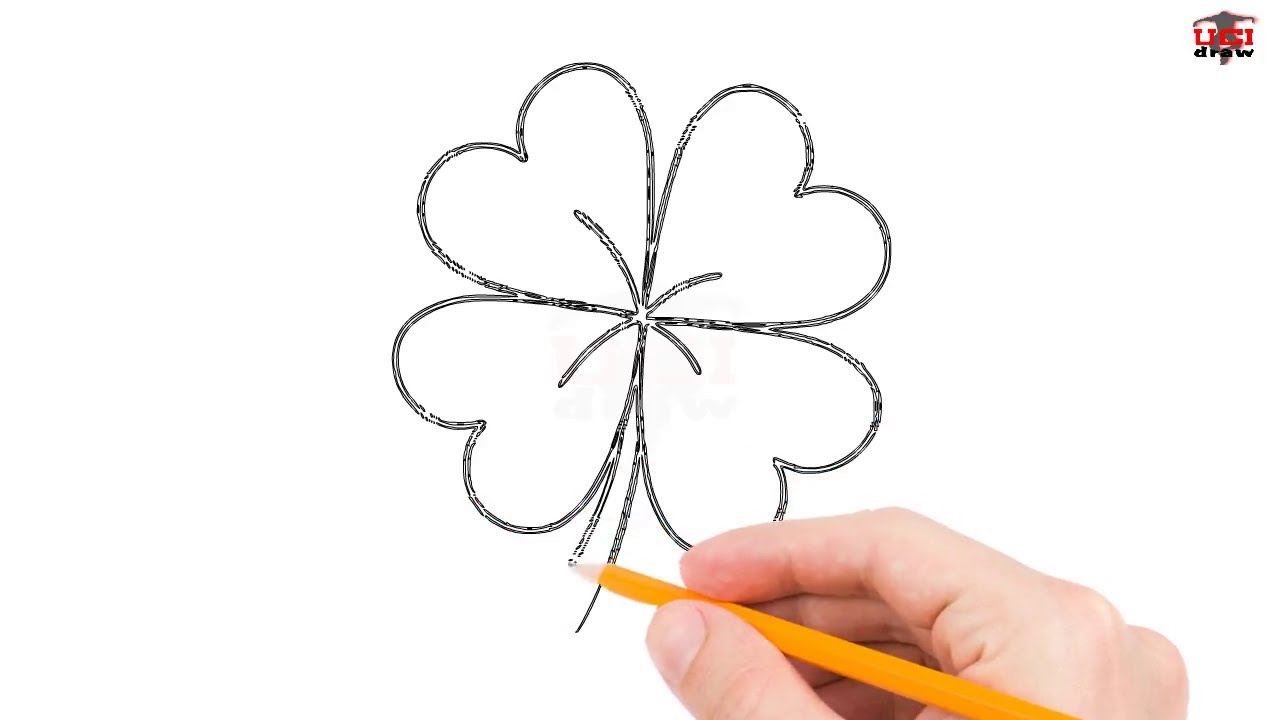 1280x720 how to draw a four leaf clover step - Four Drawing