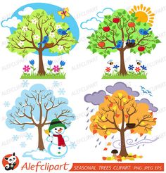 236x246 four seasons tree drawing four seasons set with tree, painting - Four Seasons Drawing