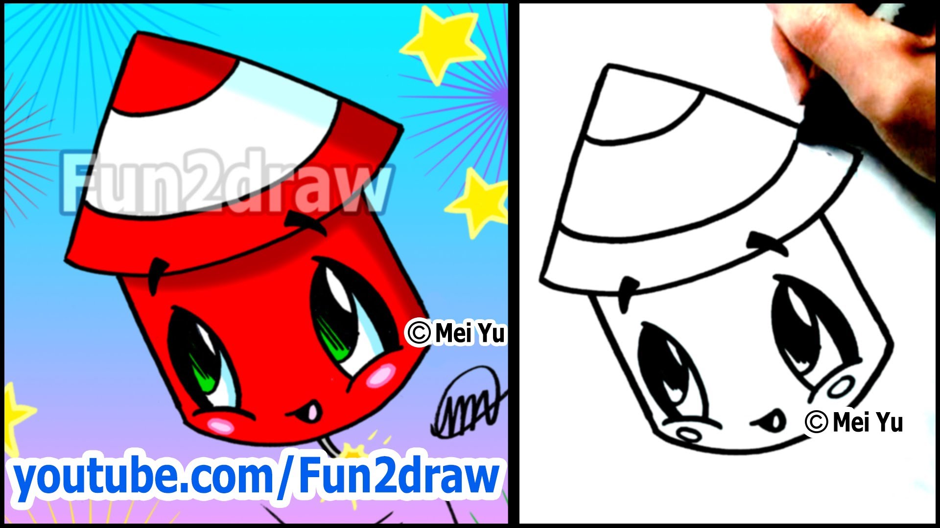 1920x1080 Cute Fireworks How To Draw Holiday Cartoons - Fourth Of July Drawings