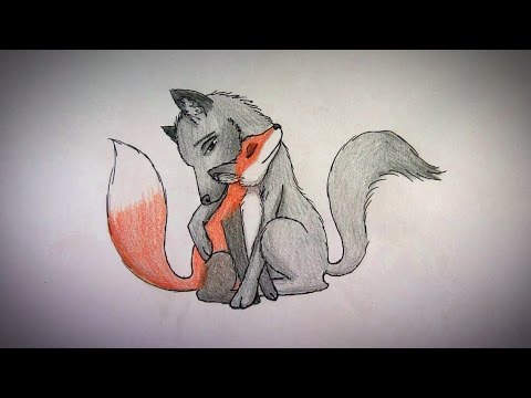 480x360 How To Draw A Fox And Wolf Hugging - Fox And Wolf Drawing