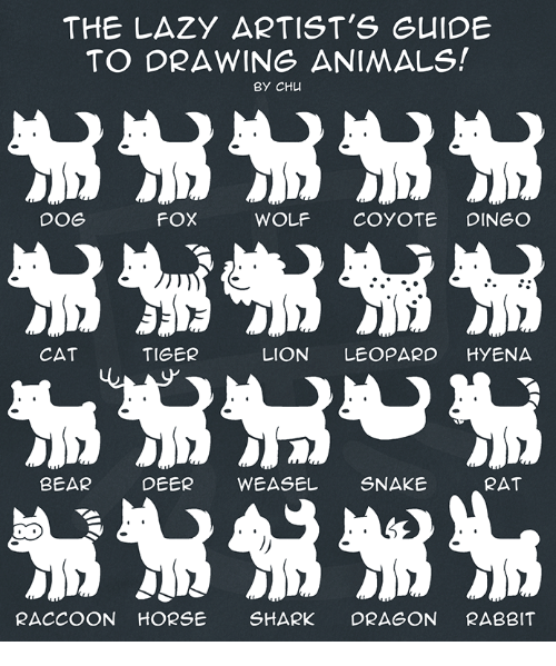 500x599 The Lazy Artist's Guide To Drawing Animals! - Fox And Wolf Drawing