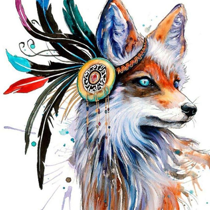 800x800 Ful Fox Wolf Diy Diamond Embroidery Animal Picture Diamond - Fox And Wolf Drawing