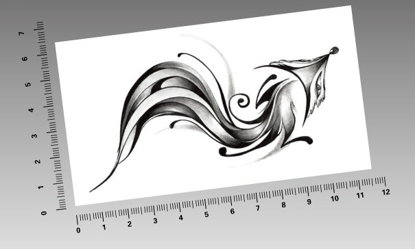 605x364 Temporary Tattoos Animal Fox Black Arm Fake Transfer Tattoo - Fox Black And White Drawing