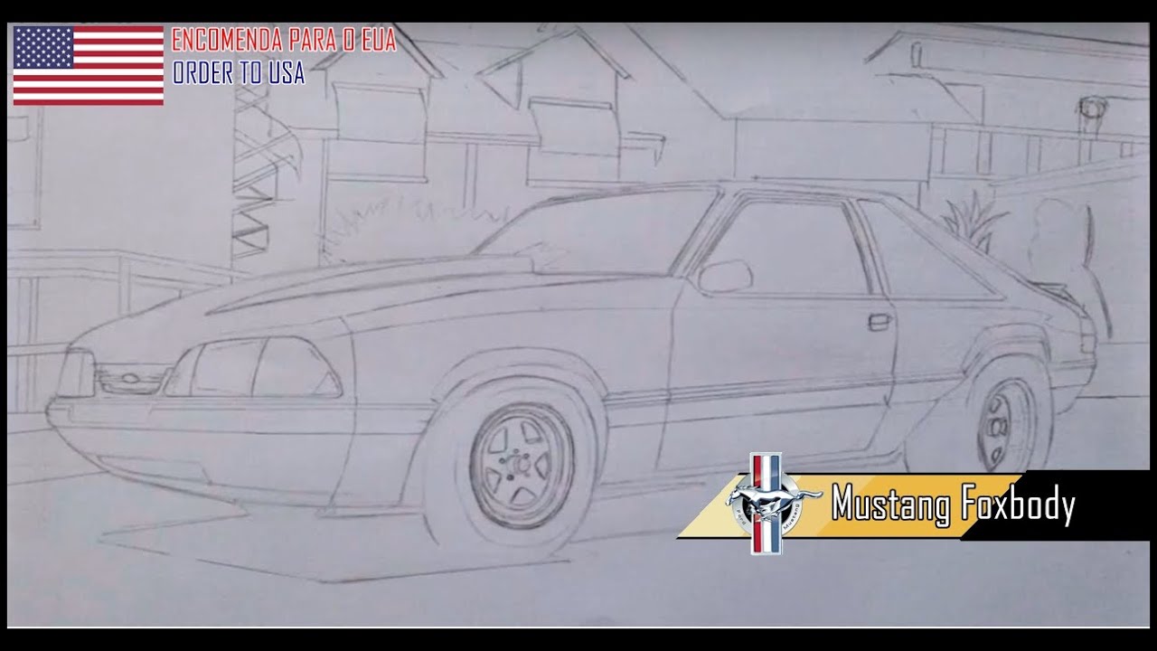 1280x720 speed art desenhando - Fox Body Mustang Drawing