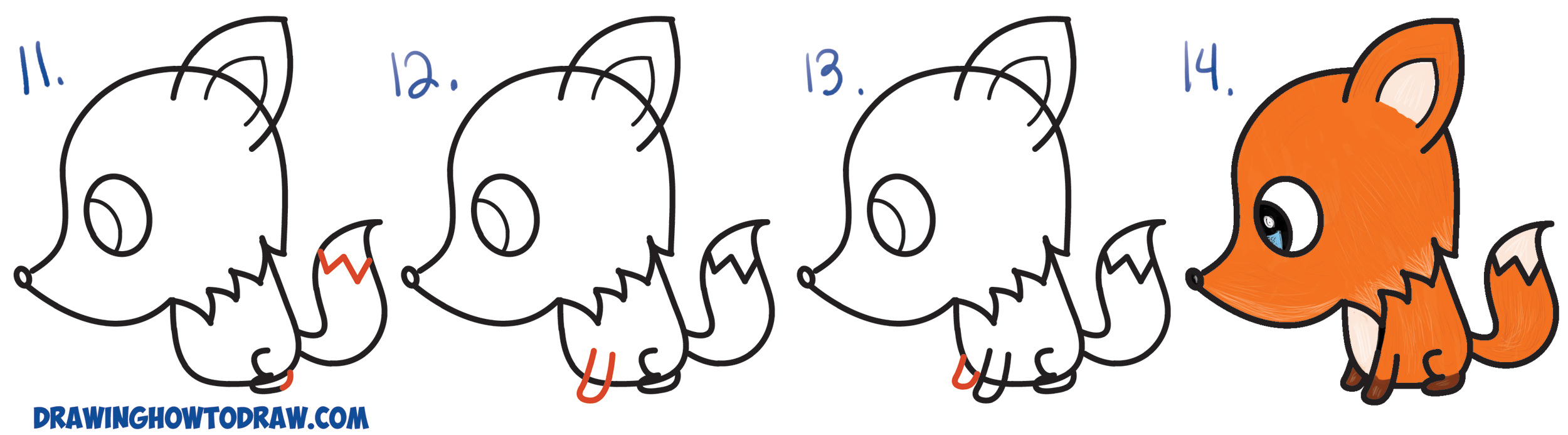 2500x693 how to draw a cute cartoon fox from a question mark - Fox Cartoon Drawing
