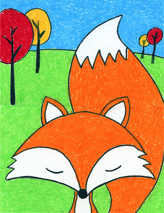 541x700 Draw A Cute Fox Art Projects For Kids - Fox Cartoon Drawing