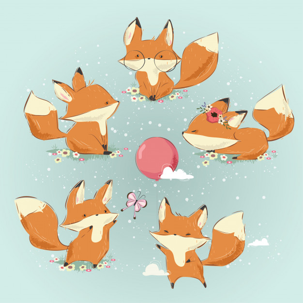 626x626 cute drawing fox bundle vector premium download - Fox Cute Drawing