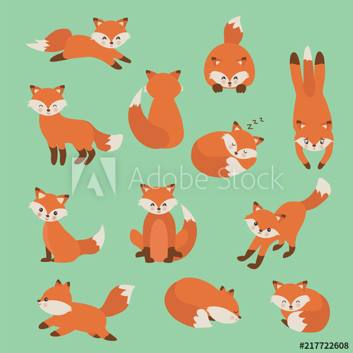 500x500 hand drawing cute fox with a lot of variation - Fox Cute Drawing