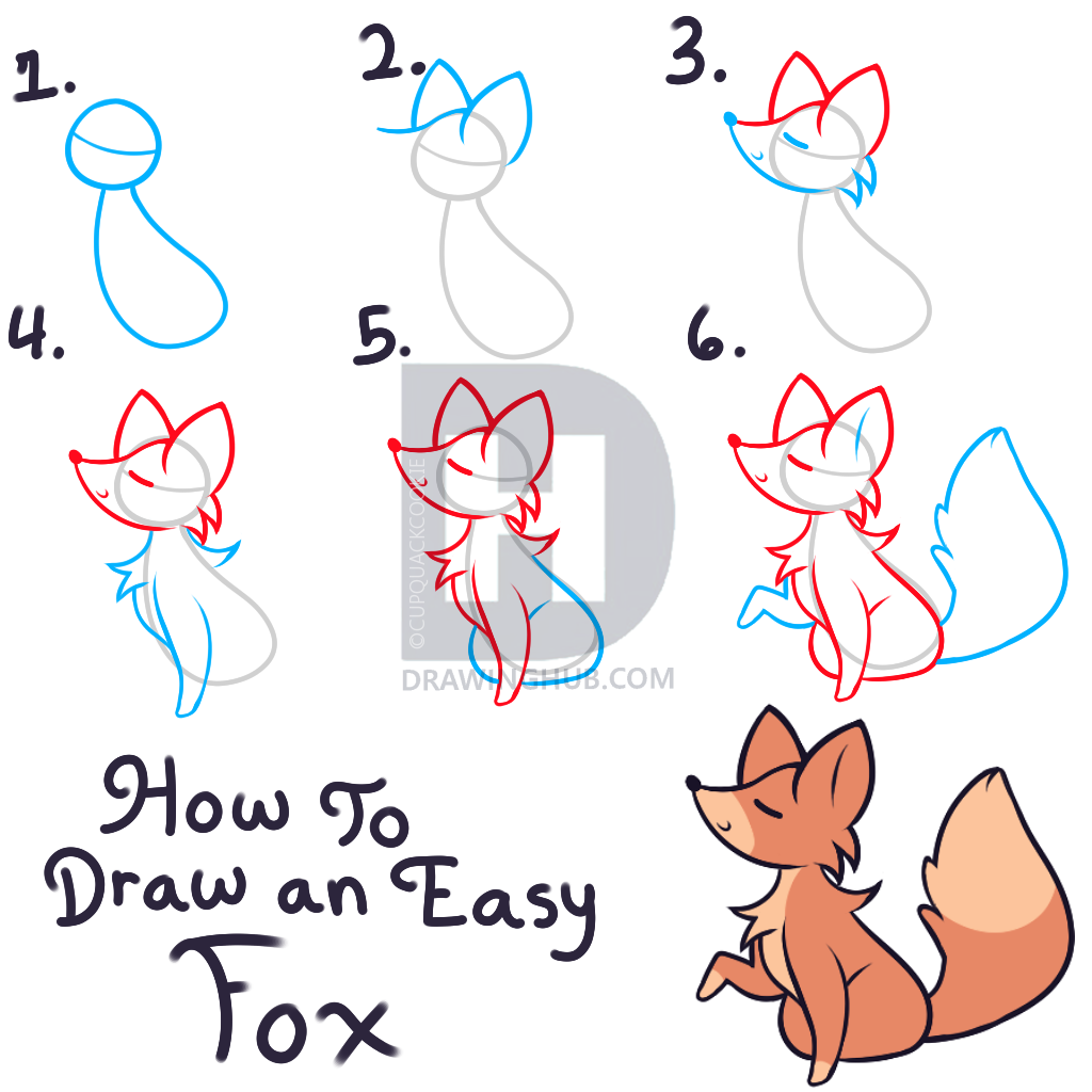 1024x1024 How To Draw An Easy Fox, Step - Fox Drawing Easy