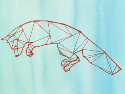 400x300 Fox With Watercolor - Fox Drawing Wallpaper