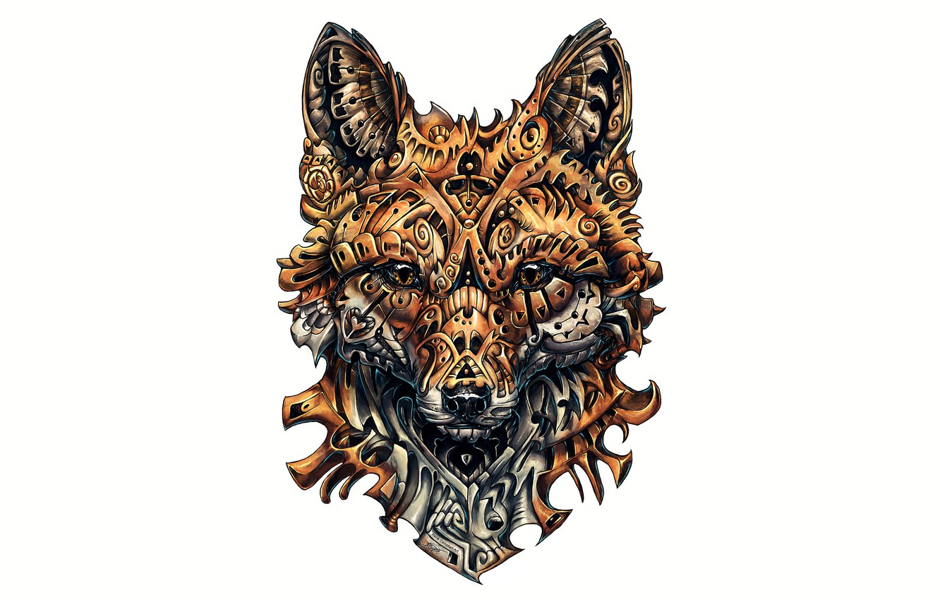 1332x850 Wallpaper Fox, Design, Drawing, Complicated Images For Desktop - Fox Drawing Wallpaper